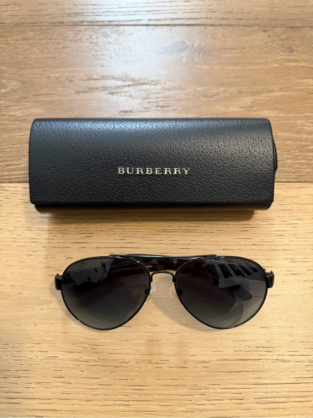 Burberry Dark Aviator Sunglasses with Case